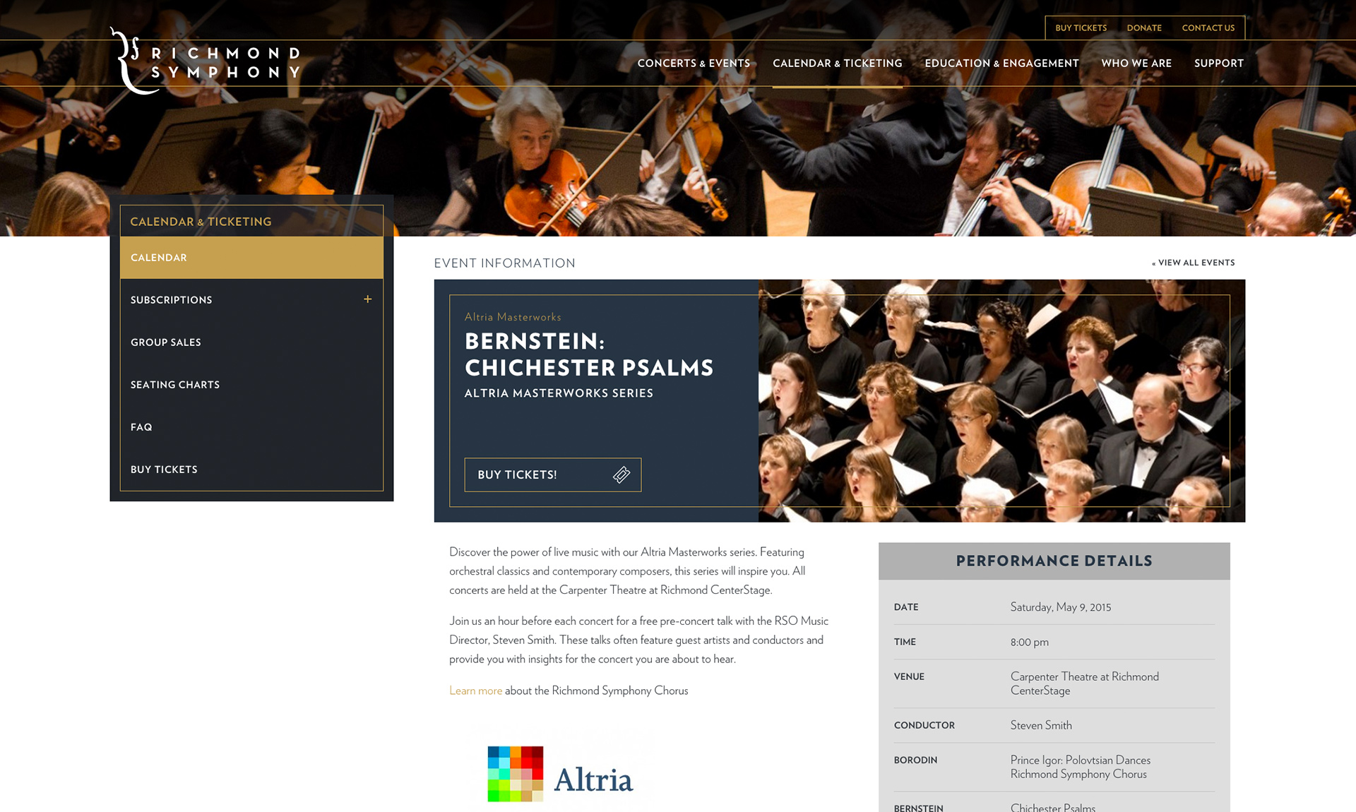 example of Richmond Symphony concert page